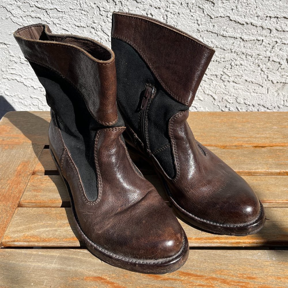 Moma Suede and Leather Ankle Boot